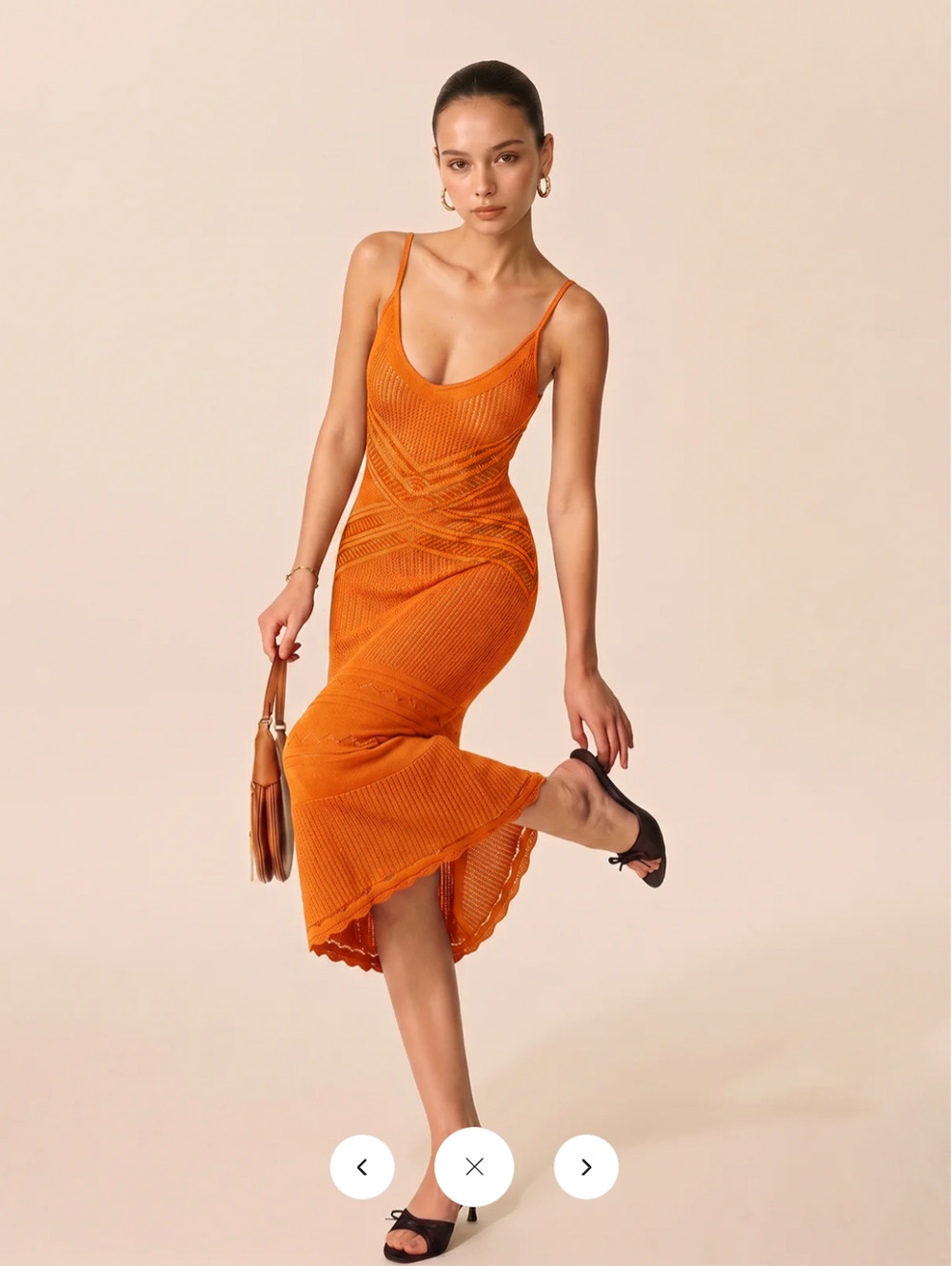 NWT Commense Crisscross Hollow Knit Slip Maxi Dress Sz XS